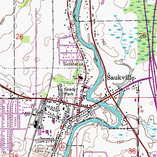 Topographic Map of Saukville Elementary School, WI