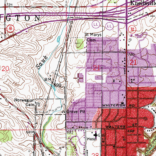 Topographic Map of Thomas Jefferson Middle School, WI