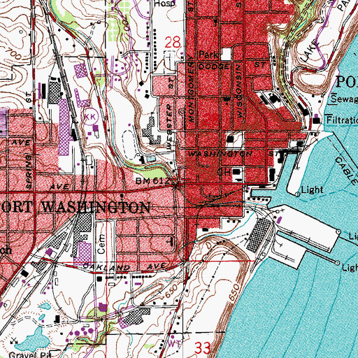 Topographic Map of W J Niederkorn Public Library, WI