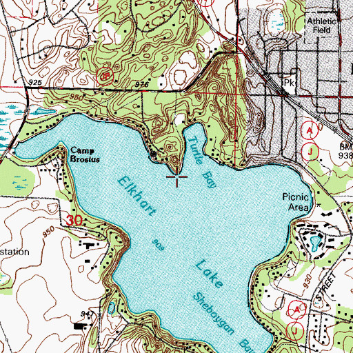 Topographic Map of Turtle Point, WI