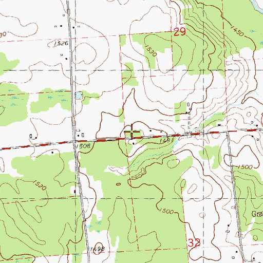 Topographic Map of Green Grove School (historical), WI