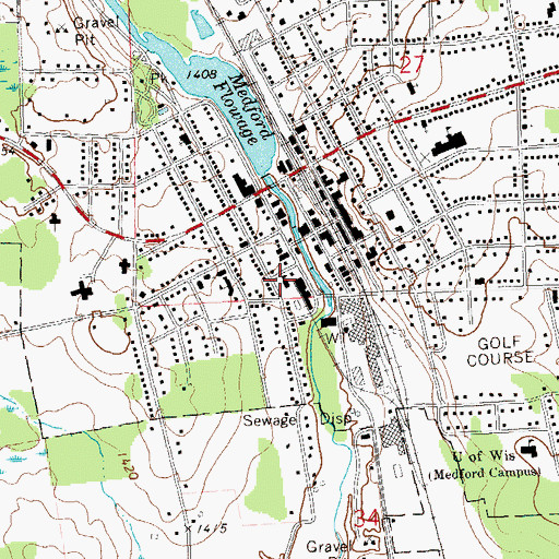 Topographic Map of Lincoln Public School (historical), WI