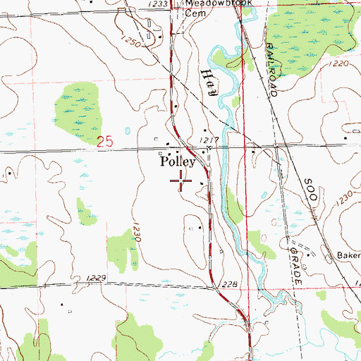 Topographic Map of Meadowbrook Catholic Cemetery, WI