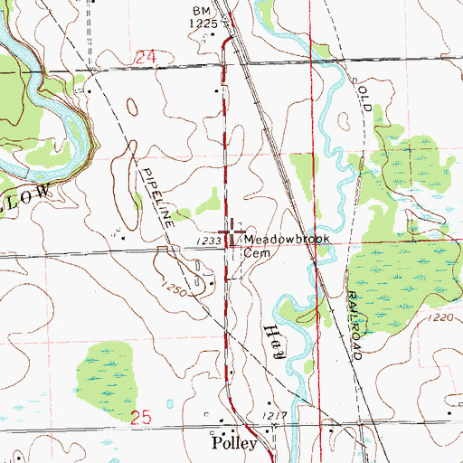 Topographic Map of Meadowbrook Lutheran Cemetery, WI