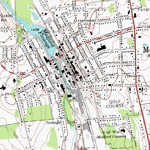 Topographic Map of Medford Post Office, WI