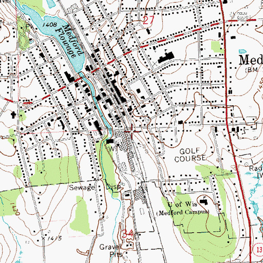 Topographic Map of Medford Public Library, WI