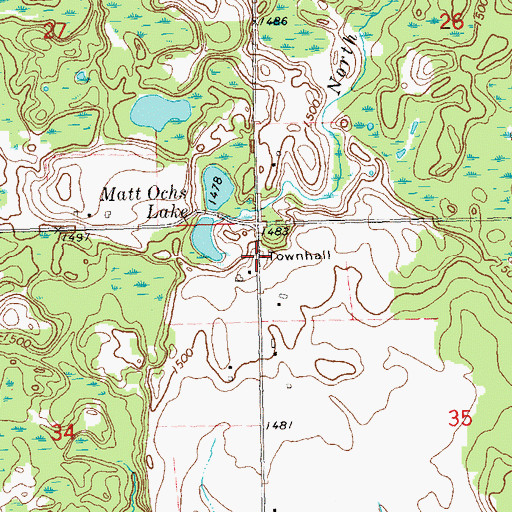 Topographic Map of Molitor Townhall, WI