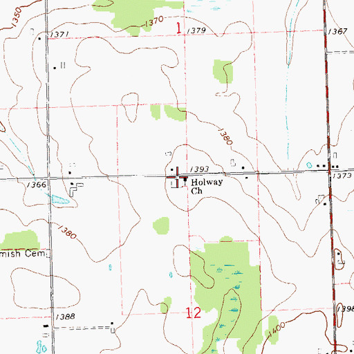 Topographic Map of Our Saviours Lutheran Cemetery, WI