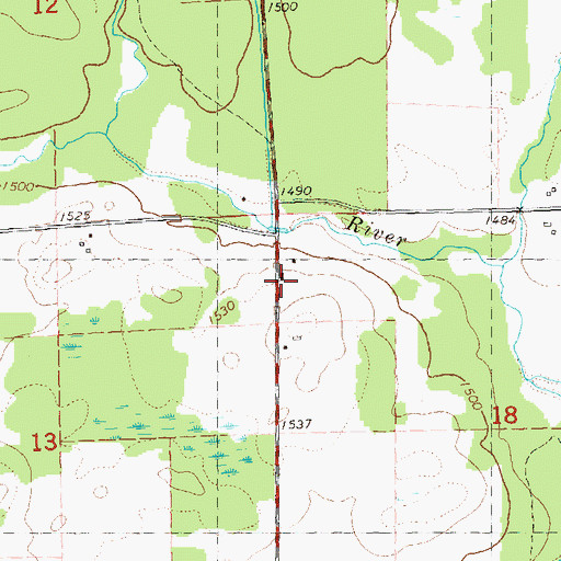 Topographic Map of Rib River School (historical), WI