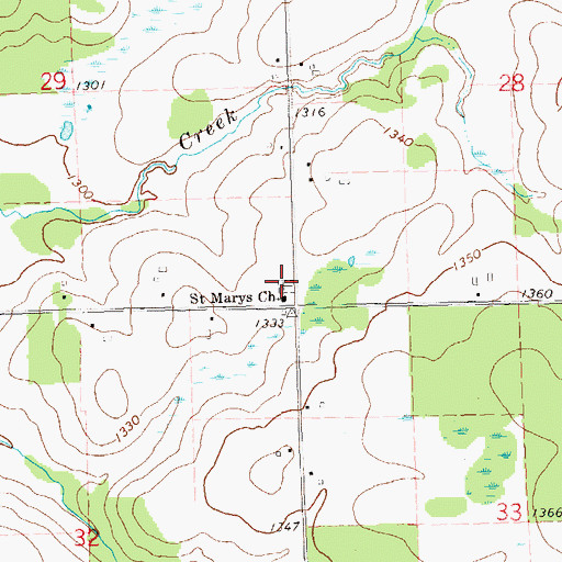 Topographic Map of Saint Marys Catholic Cemetery, WI
