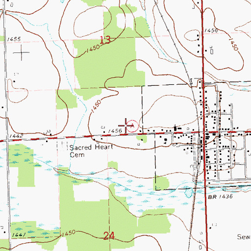 Topographic Map of Stetsonville Elementary School, WI