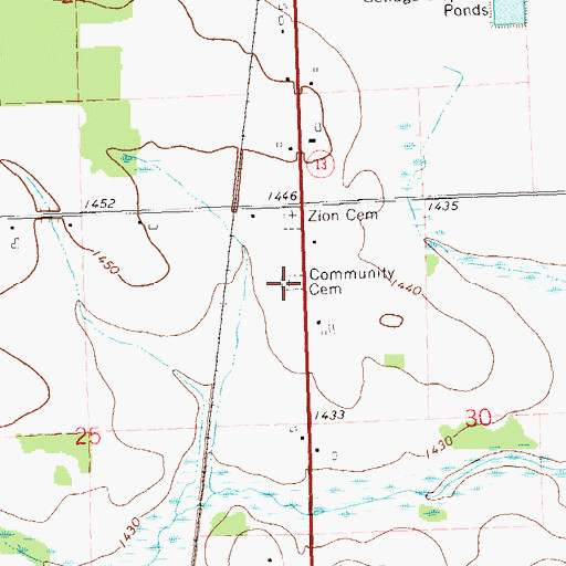 Topographic Map of Stetsonville Public Cemetery, WI
