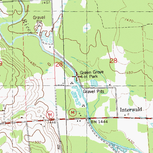 Topographic Map of Green Grove 4-H Park, WI