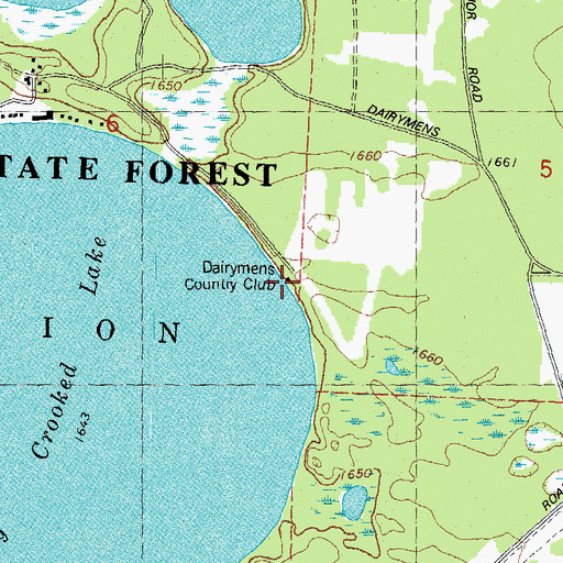Topographic Map of Dairymens Country Club, WI
