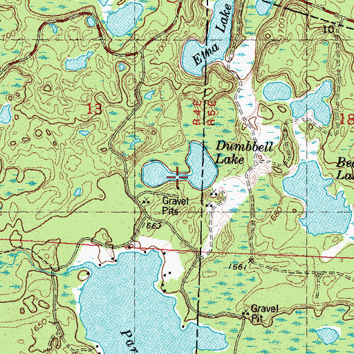 Topographic Map of Dumbell Lake, WI