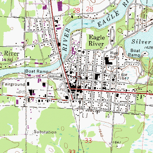 Topographic Map of Eagle River Village Hall, WI