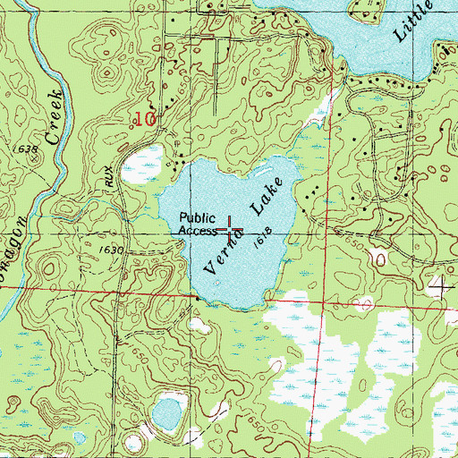 Topographic Map of Verna Lake, WI
