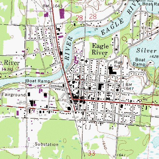 Topographic Map of Walter E Olson Memorial Library, WI