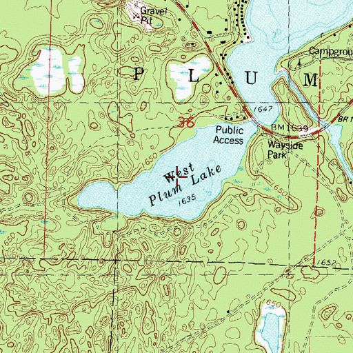 Topographic Map of West Plum Lake, WI