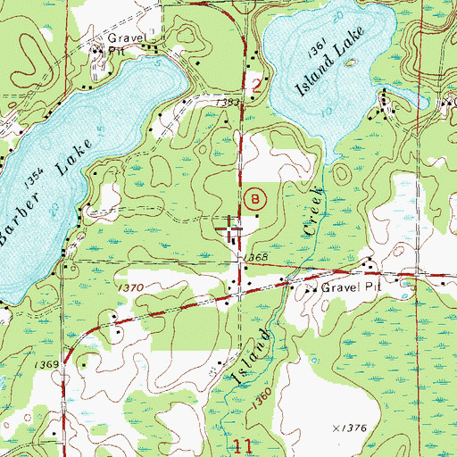Topographic Map of Barber Lake School (historical), WI