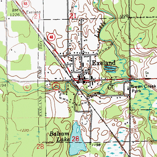 Topographic Map of Exeland Elementary School, WI