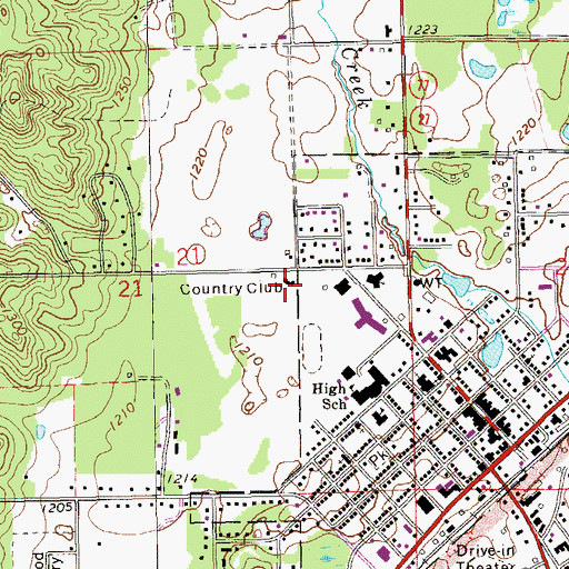 Topographic Map of Hayward Golf and Tennis Club, WI