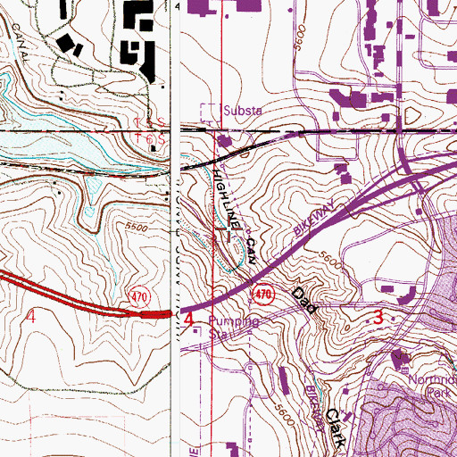 Topographic Map of Highline Canal, CO