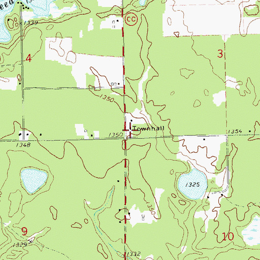 Topographic Map of Hunter Townhall, WI