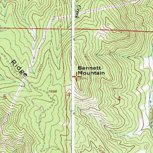 Topographic Map of Bennett Mountain, CO