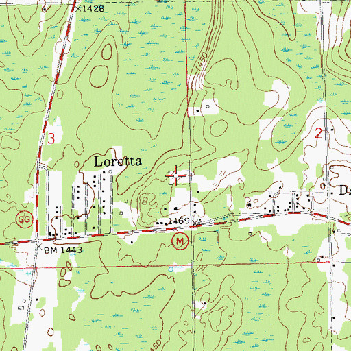 Topographic Map of Loretta Cemetery, WI