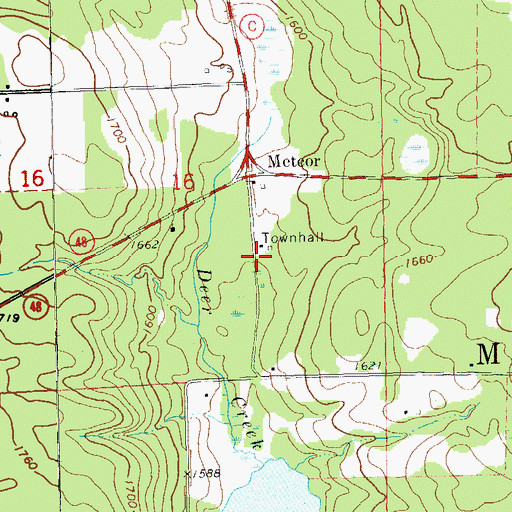 Topographic Map of Meteor Townhall, WI