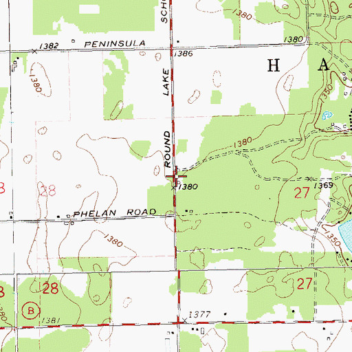 Topographic Map of Round Lake School (historical), WI