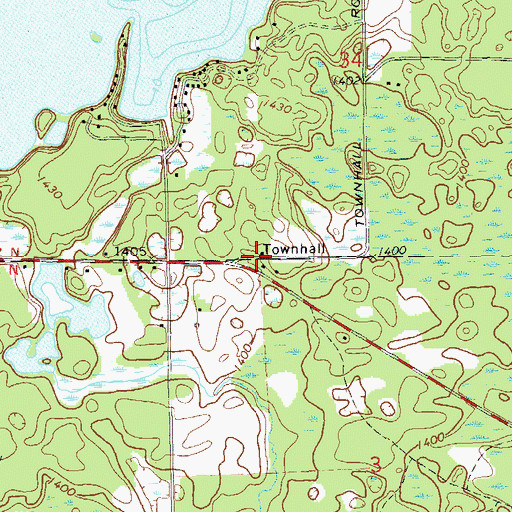 Topographic Map of Spider Lake Townhall, WI