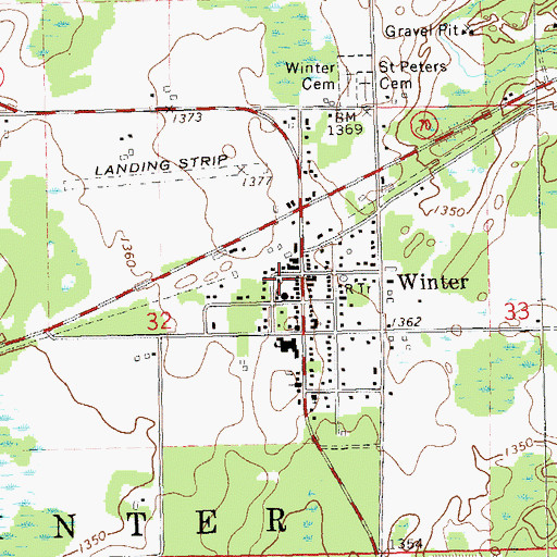 Topographic Map of Tice Public Library, WI