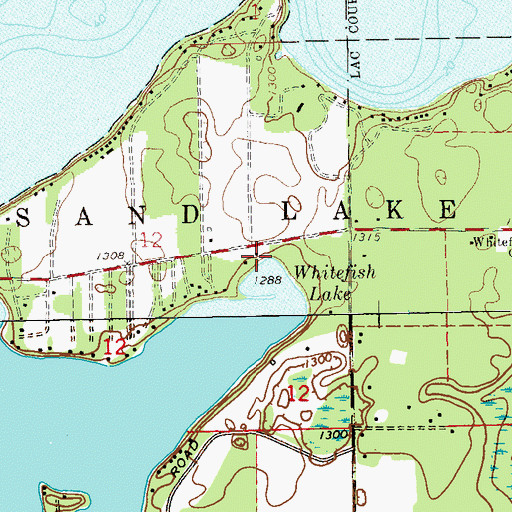 Topographic Map of Whitefish School (historical), WI
