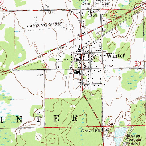 Topographic Map of Winter High School, WI