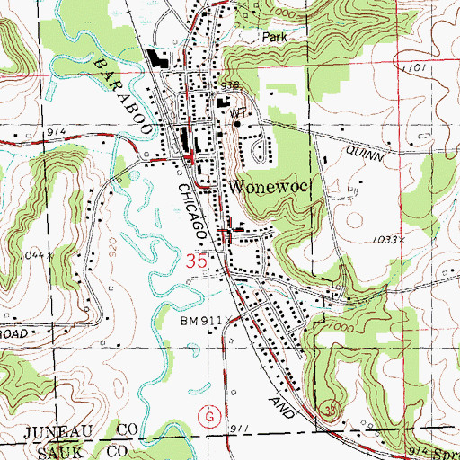 Topographic Map of Saint Paul's Evangelical Lutheran School, WI