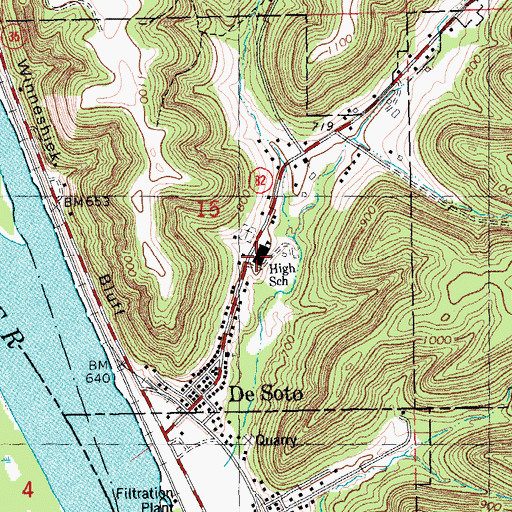 Topographic Map of De Soto High School, WI