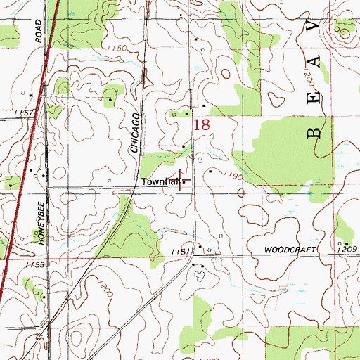 Topographic Map of Beaver Brook Townhall, WI