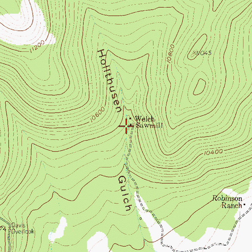 Topographic Map of Welch Sawmill, CO