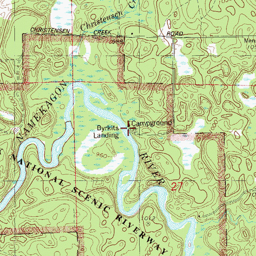 Topographic Map of Byrkits Landing, WI