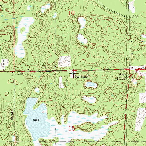 Topographic Map of Chicog Townhall, WI