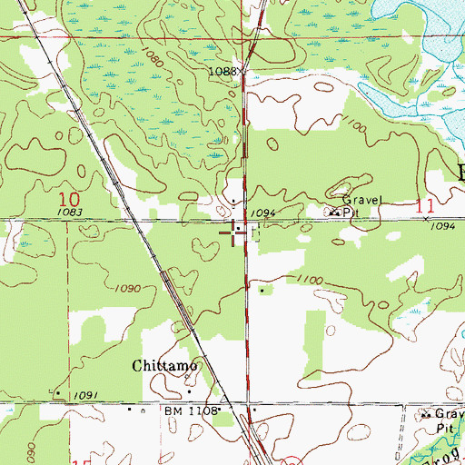 Topographic Map of Chittamo School (historical), WI