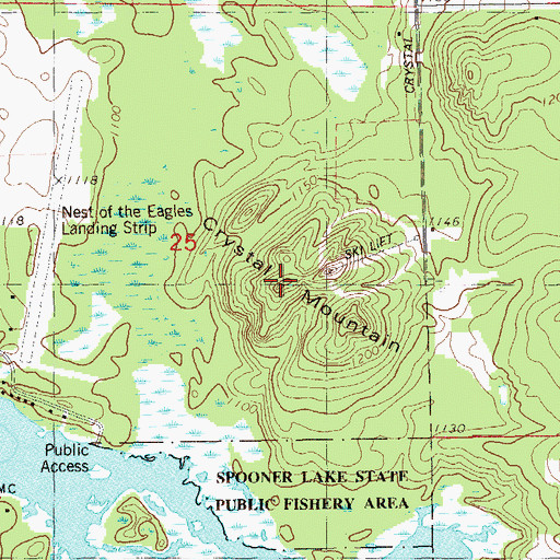 Topographic Map of Crystal Mountain, WI