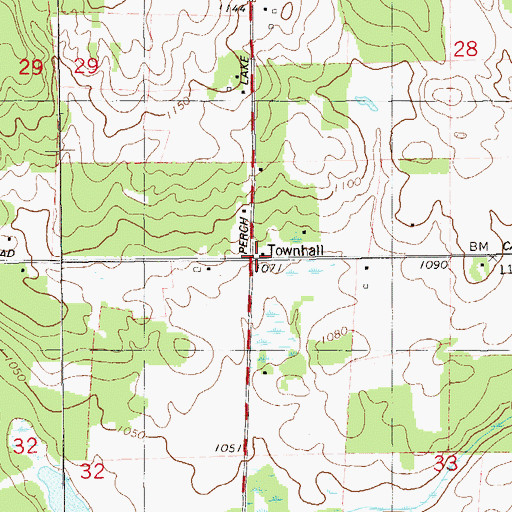 Topographic Map of Evergreen Townhall, WI