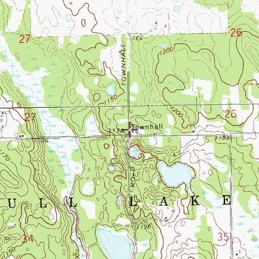 Topographic Map of Gull Lake Townhall, WI