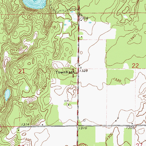 Topographic Map of Madge Townhall, WI