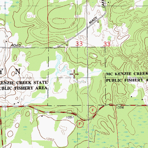Topographic Map of McKenzie Creek State Public Fishery Area, WI