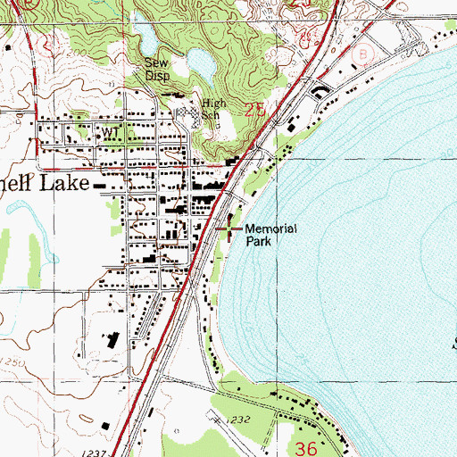 Topographic Map of Memorial Park, WI