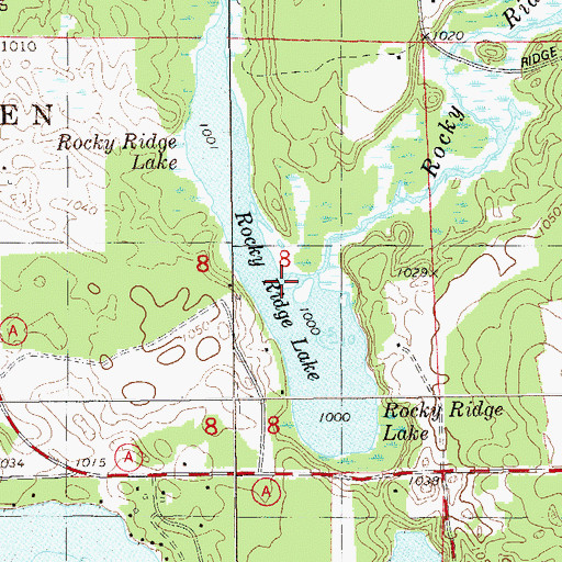 Topographic Map of Rocky Ridge Creek, WI